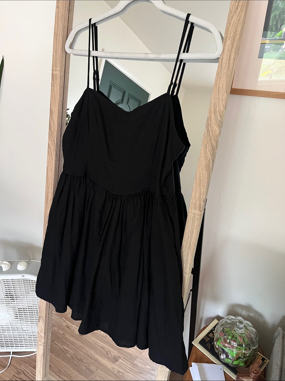 aerie Black Double Spaghetti-Strap Babydoll Camisole